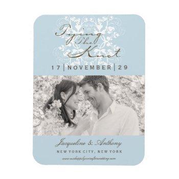 Small Floral Flourish Tying The Knot Save The Date Photo Magnet Front View