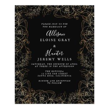 floral gold foil wedding invitation flyer
