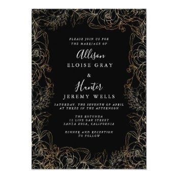 Small Floral Gold Foil Wedding  Flyer Front View
