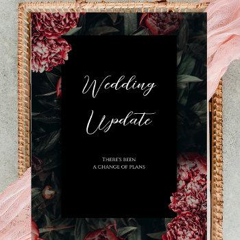 floral gothic wedding update change of plans card