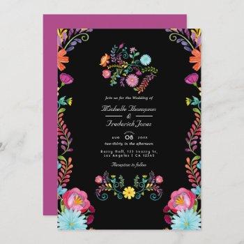 floral mexican fiesta qr code rsvp wedding invitation