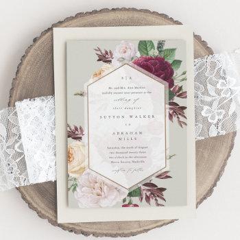 floral monogram fall wedding invitation