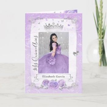 Small Floral Silver And Light Purple Quince Photo Folded Front View