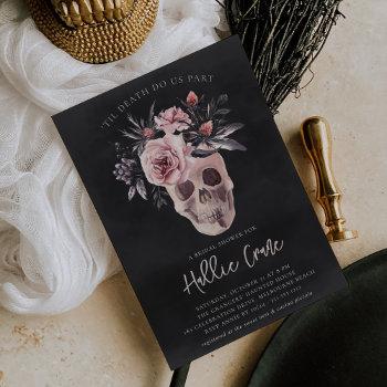 floral skull halloween bridal shower invitation