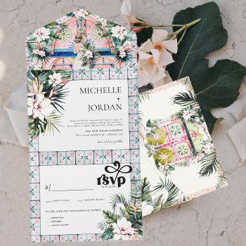 floral tiles | moroccan tropical wedding all in one invitation