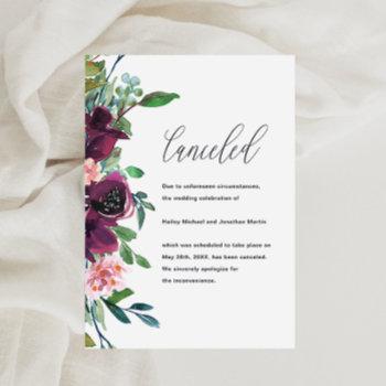 Small Floral Wedding Cancellation Announcement Front View