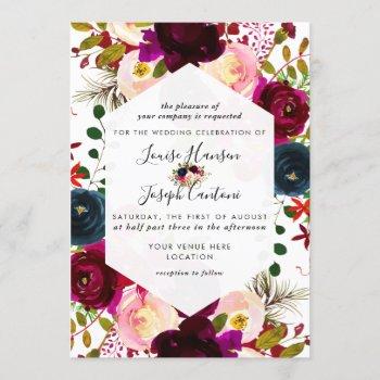Small Florals Burgundy Blush Navy Watercolor Wedding Front View