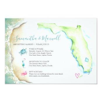 Small Florida Beach Wedding Watercolor Illustrated Front View