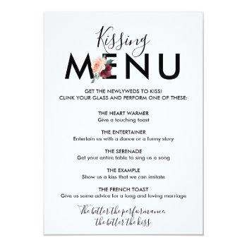Small Flower Lettering | Maroon Kissing Menu Front View