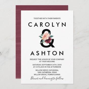 Small Flower Lettering | Maroon Wedding Front View
