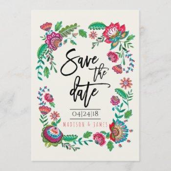 Small Folk Flowers | Stripe | Save The Date Front View