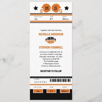 Small Football Ticket Wedding Front View