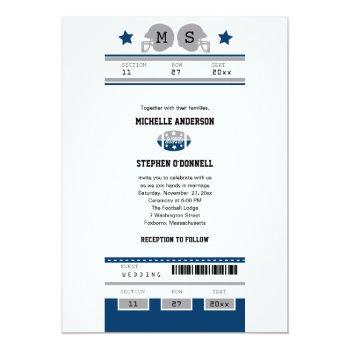 Small Football Ticket Wedding Front View
