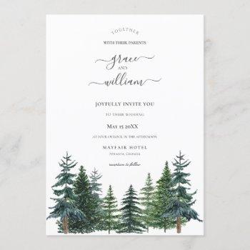 forest trees calligraphy script wedding invitation