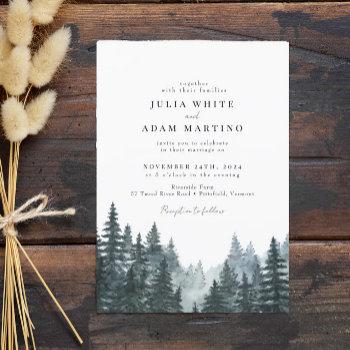 forest winter pines wedding invitation