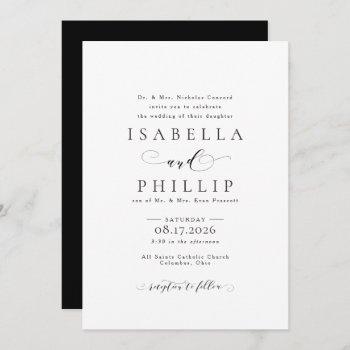 Small Formal Black And White Wedding Front View