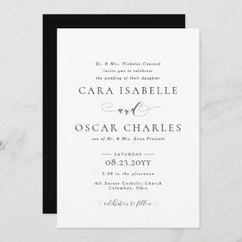 formal black and white wedding invitation