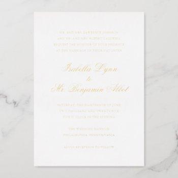 formal classic elegant traditional wedding gold foil invitation