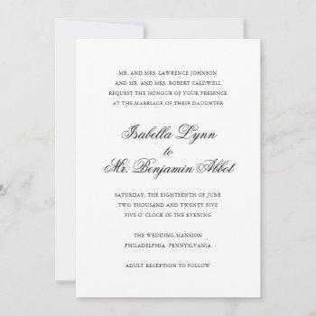 formal classic elegant white traditional wedding invitation