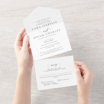 formal elegant black and white wedding all in one invitation