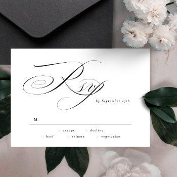 Small Formal Elegant Calligraphy Black Tie Wedding Rsvp Front View