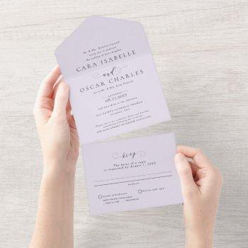 formal elegant lilac purple classic wedding all in one invitation