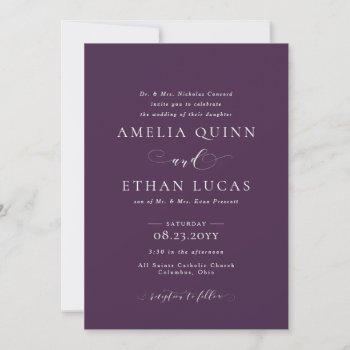 formal elegant plum fall wedding invitation