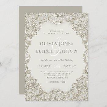 formal gold sparkle vintage elegance wedding invitation