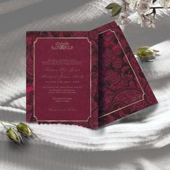 formal paisley wedding burgundy id767 invitation