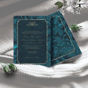Small Formal Paisley Wedding Dark Teal Id767 Front View