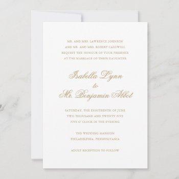 formal traditional classic elegant gold wedding invitation