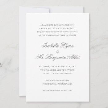 formal traditional elegant gray wedding invitation