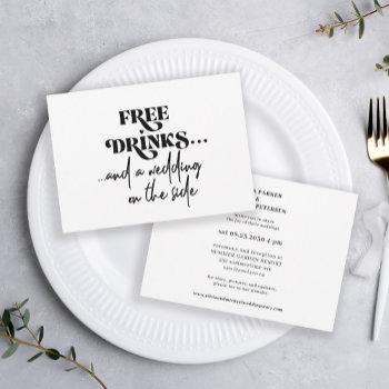 free drinks funny modern typography wedding invitation