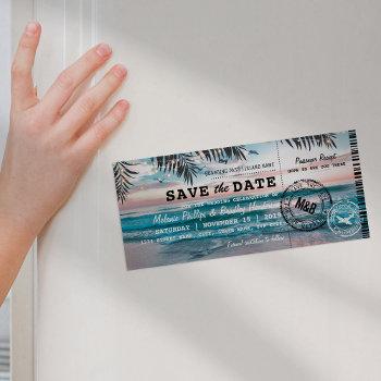 Small Fridge Save The Date Tropical Beach Palm Trees Magnetic Front View