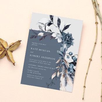 frosty winter floral wedding invitation