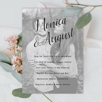 fun and casual names photo couples wedding shower invitation