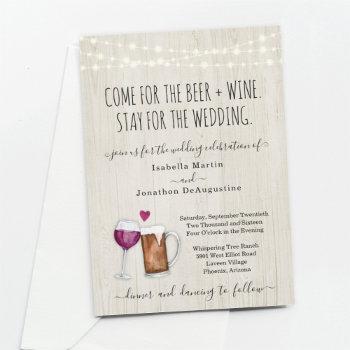 funny beer & wine theme wedding invitation