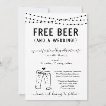 funny free beer and a wedding invitation