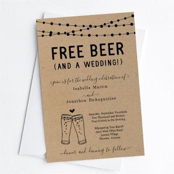 funny free beer and a wedding invitation