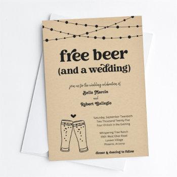 funny free beer theme wedding invitation