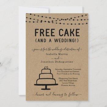 funny free cake and a wedding invitation