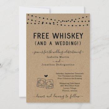 funny free whiskey and a wedding invitation