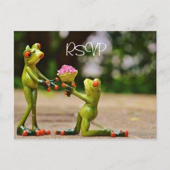 Small Funny Frogs Wedding Rsvp With Photo  Post Front View