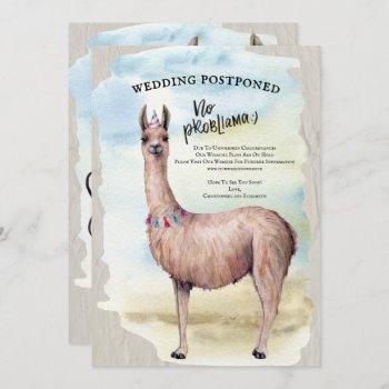 Small Funny Llama Wedding Postponed Date Change Front View
