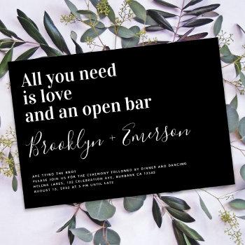 funny typography black white wedding invitation