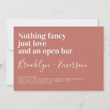 funny typography terracotta wedding invitation