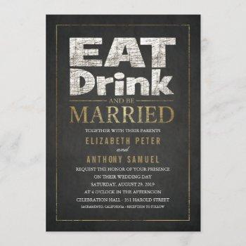 Small Funny Wedding  Eat Drink Be Married Front View