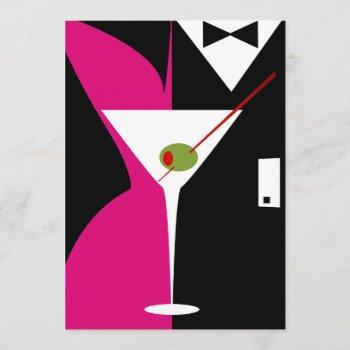 Small Fuschia And Black Classy Martini Cocktail Front View