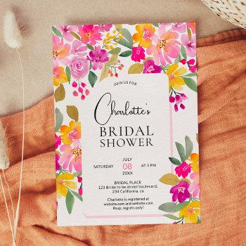 garden bright floral watercolor bridal shower invitation