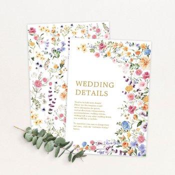 Small Garden Flowers Spring Wildflower Wedding Details Enclosure Card Front View